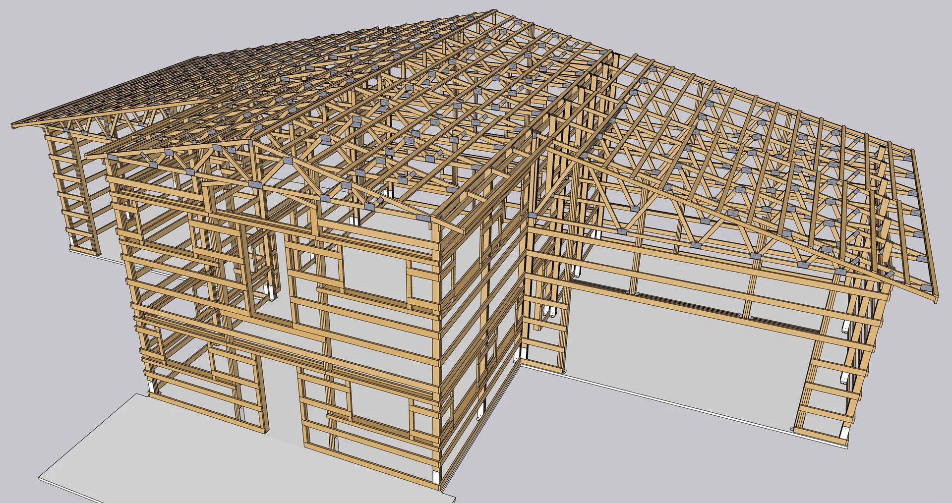 Wood framing on a building under construction